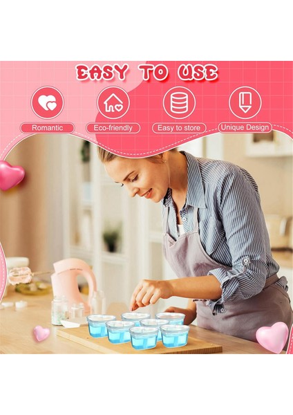 100 Adet 2.4 Oz Sevgililer Günü Kalp Şeklinde Kaplar Kapaklı Plastik Kutu Tekrar Kullanılabilir Küçük Porsiyon Dakları (Yurt Dışından) indirimleri