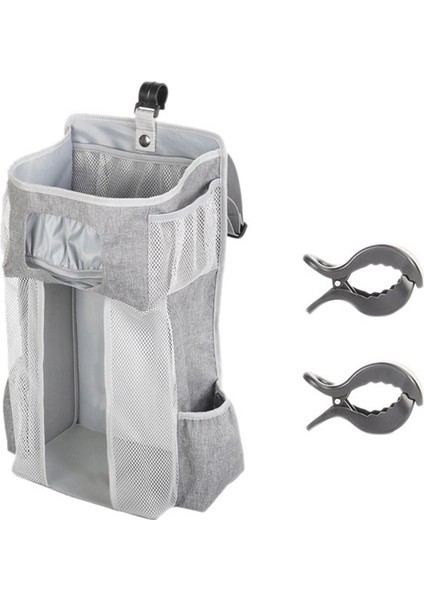 Asılı Bebek Bezi Kutusu Bebek Yatağı Düzenleme Bebek Bezi Tutucu Bebek Ürün Düzenleyici Gri (Yurt Dışından)