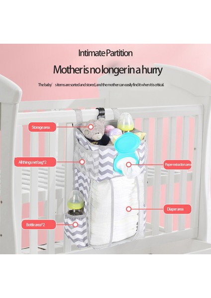 Asılı Bebek Bezi Kutusu Bebek Yatağı Düzenleme Bebek Bezi Tutucu Bebek Ürün Düzenleyici Gri (Yurt Dışından) modelleri