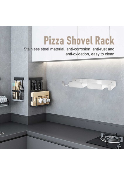 Pizza Küreği Duvar Rafı Fırçalanmış Paslanmaz Çelik Pizza Kabuğu Raf Duvara Monte Askı Ağır Hizmet Tipi Pizza Küreği Tutucu (Yurt Dışından) fırsatları