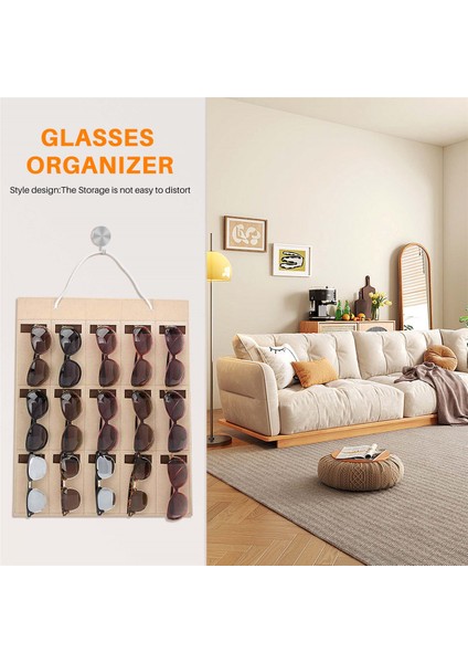 Gözlük Organizatör Güneş Gözlüğü Organizatör Depolama Asılı Çanta Güneş Gözlüğü Gözlük Ekran Duvar Montaj Organizatör 15 Yuva Gözlük Tutucu Bej + Kahverengi (Yurt Dışından) fırsatları