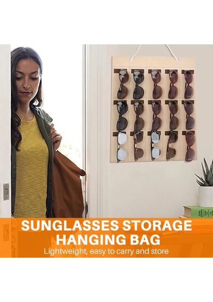 Gözlük Organizatör Güneş Gözlüğü Organizatör Depolama Asılı Çanta Güneş Gözlüğü Gözlük Ekran Duvar Montaj Organizatör 15 Yuva Gözlük Tutucu Bej + Kahverengi (Yurt Dışından) indirimleri