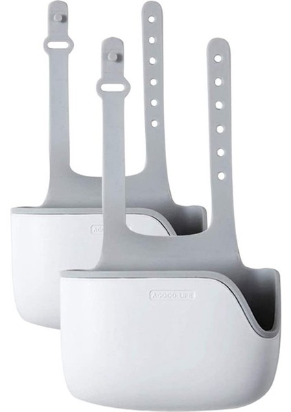 Mutfak Lavabosu Süngerlik Tutucu, Teleskopik Lavabo Depolama Rafı, Lavabo Asma Silikon Süngerlik Tutucu (2 Adet), Beyaz+Gri (Yurt Dışından)