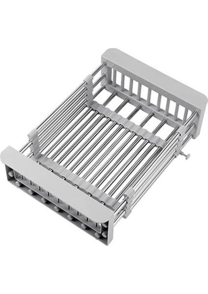 Paslanmaz Çelik Ayarlanabilir Teleskopik Mutfak Ekleme Depolama Organizatör Lavabo Üzerinde Bulaşık Kurutma Rafı Sebze Tepsisi Drenaj-A (Yurt Dışından)