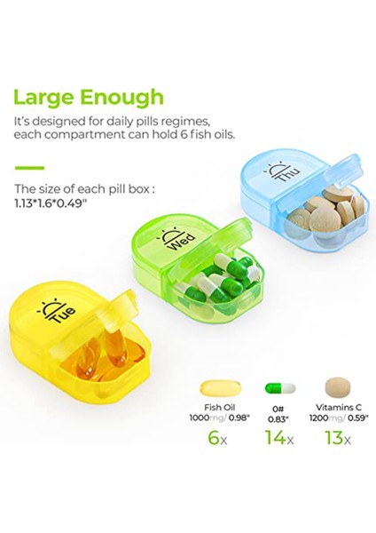 Günde 2 Defa Hap Kutusu, Haftalık Hap Organizatörü Am Pm ve Vitamin, , ları Saklamak Için 7 Günlük Cep Çantası (Yurt Dışından) fırsatları