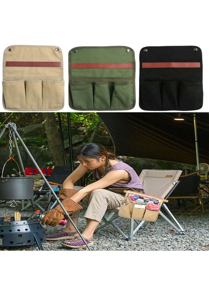 Açık Hava Sandalye Yan Cep Düzenleyici, Plaj Sandalyeleri Yan Saklama Çantaları Büyük Kapasiteli, Çok Cepli Tasarım Siyah (Yurt Dışından) fiyatları