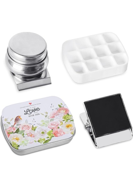 Taşınabilir Mini Teneke Kutu, 12 Kuyulu Boş Suluboya Paleti, Manyetik Klipsli ve Yağdanlıklı Küçük Boya Saklama Setleri, C (Yurt Dışından)