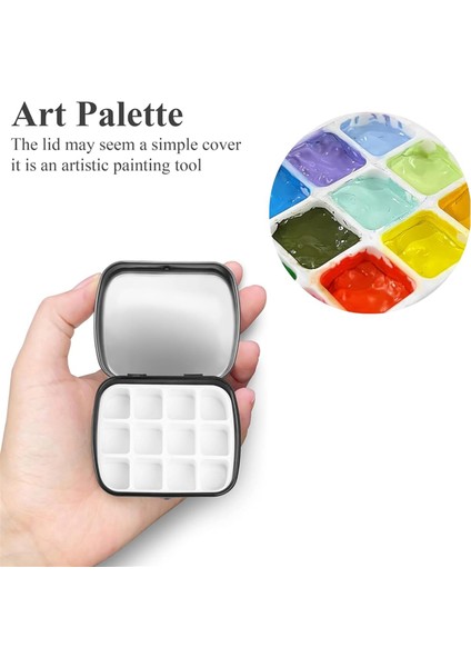 Taşınabilir Mini Teneke Kutu, 12 Kuyulu Boş Suluboya Paleti, Manyetik Klipsli ve Yağdanlıklı Küçük Boya Saklama Setleri, C (Yurt Dışından) modelleri