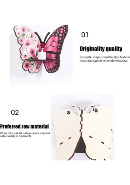 Kelebek Şekilli Duvara Monte Köşe Rafı Duvara Monte Depolama Düzenleyici Duvar Kristalleri Taşları Depolama Ev Dekoru D (Yurt Dışından) modelleri