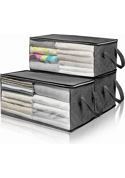 2 Adet Yorgan Düzenleyici Kutusu Katlanabilir Taşınabilir Dolap Istiflenebilir Kutular Dokumasız Giysi Saklama Battaniyeleri Toplama Kutusu-Gri (Yurt Dışından) fırsatları