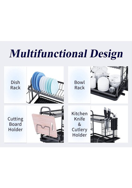 Bulaşık Kurutma Rafı - Çok Fonksiyonlu Bulaşıklık, Drenaj Tahtası ve Gereç Tutuculu Paslanmaz Mutfak Bulaşık Kurutma Rafı (Yurt Dışından) indirimleri