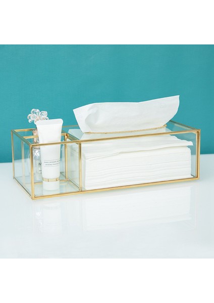 Altın Mendil Kutusu Dikdörtgen Şeffaf Cam Kağıt Mendil Kutusu Ev Mendil Dispenseri Geometrik Cam Mendil Kutusu (Yurt Dışından) fırsatları