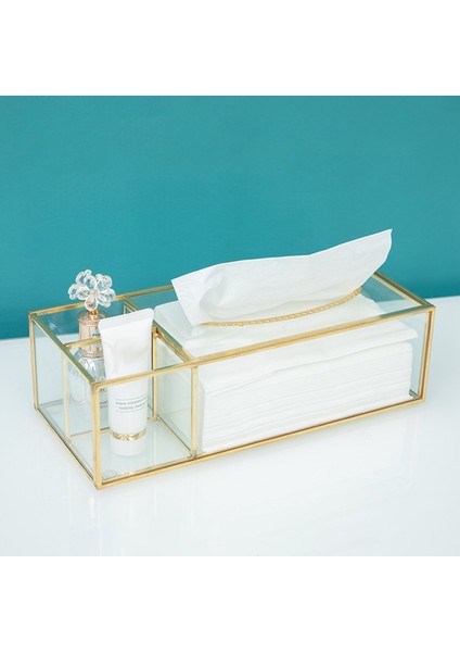Altın Mendil Kutusu Dikdörtgen Şeffaf Cam Kağıt Mendil Kutusu Ev Mendil Dispenseri Geometrik Cam Mendil Kutusu (Yurt Dışından) indirimleri