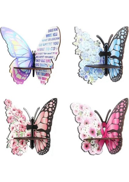 Kelebek Şekilli Duvara Monte Köşe Rafı Duvara Monte Depolama Düzenleyici Duvar Kristalleri Taşları Depolama Ev Dekoru D (Yurt Dışından) indirimleri