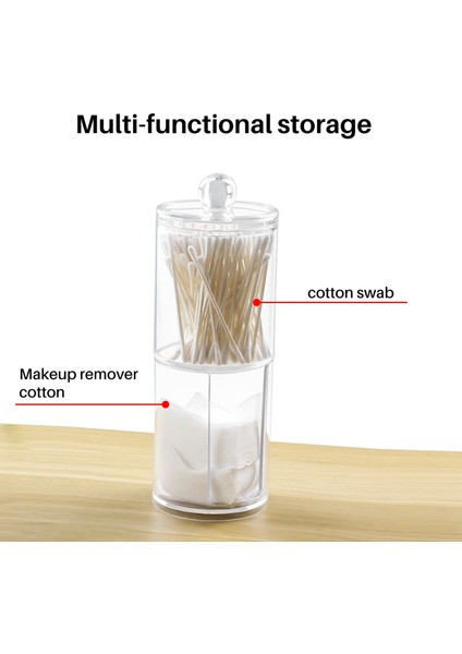 Iki Katmanlı Akrilik Düzenleyici Plastik Şeffaf Yuvarlak Taşınabilir Kap Depolama Kutusu Pamuk ve Ped Kutusu Kozmetik Pamuklu Çubuk Tutucu (Yurt Dışından) fiyatları