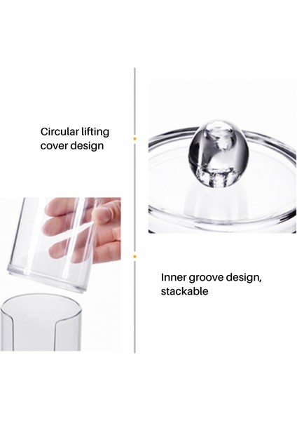 Iki Katmanlı Akrilik Düzenleyici Plastik Şeffaf Yuvarlak Taşınabilir Kap Depolama Kutusu Pamuk ve Ped Kutusu Kozmetik Pamuklu Çubuk Tutucu (Yurt Dışından) modelleri