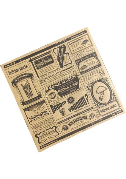 200 Adet Ingilizce Gazete Yağlı Kağıt Aperatif Kağıt Yağ Emici Kağıt Patates Kızartması Sandviç Ambalaj Kağıdı, Sarı (Yurt Dışından)