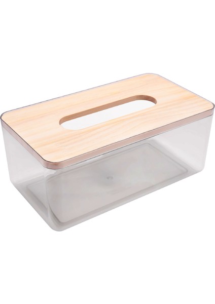 Minimalist Doku Kutusu Kapak Tutucu, Banyo, Yatak Odası Için Modern Şeffaf Dikdörtgen Bambu Yüz Doku Dispenseri (Yurt Dışından) fiyatları