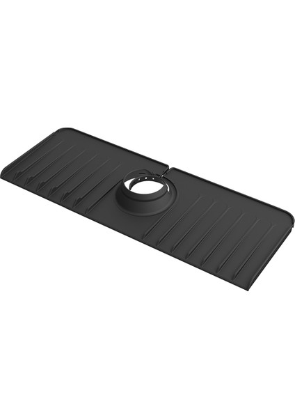 Mutfak Silikon Musluk Matı Emici Mat Lavabo Sıçrama Koruyucu Drenaj Pedi Ayarlanabilir Yuvarlak Ağız Tezgah Koruyucu Siyah (Yurt Dışından)