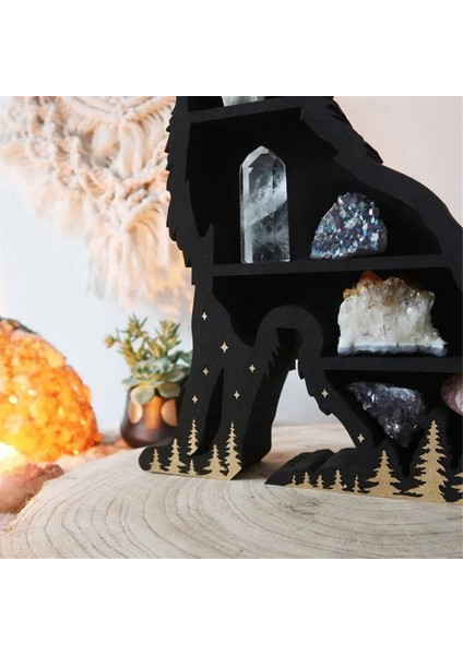 Kurt Kristal Sergileme Rafı Ahşap Esansiyel Yağ Depolama Rafı Duvara Asılan Dekor Oturma Odası Düzenleyici Süsler (Yurt Dışından) fırsatları