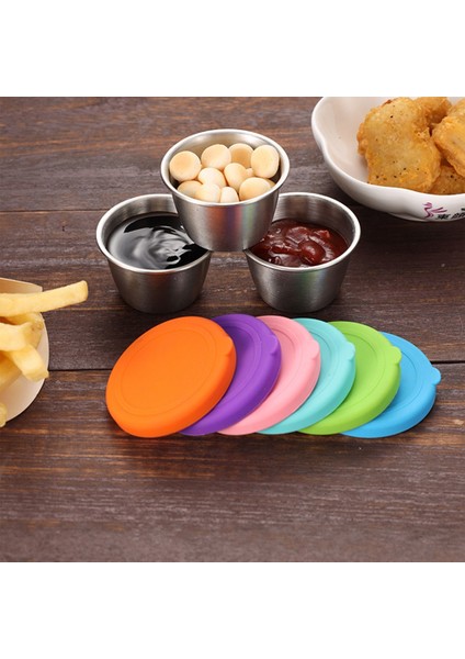 6 Parça Paslanmaz Çelik Karıştırma Kaseleri 70ML Çaplı Renkli Hava Geçirmez Kapaklı Metal Yerleştirme Kaseleri Kaymaz Altlar (Yurt Dışından)