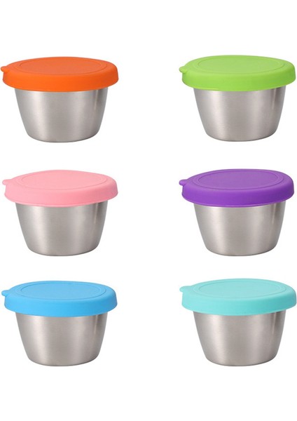 6 Parça Paslanmaz Çelik Karıştırma Kaseleri 70ML Çaplı Renkli Hava Geçirmez Kapaklı Metal Yerleştirme Kaseleri Kaymaz Altlar (Yurt Dışından) modelleri