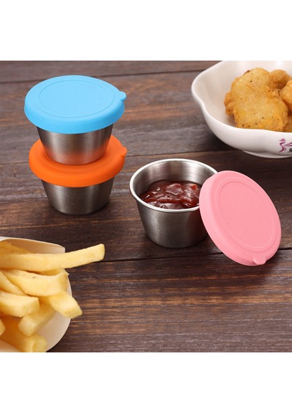 6 Parça Paslanmaz Çelik Karıştırma Kaseleri 70ML Çaplı Renkli Hava Geçirmez Kapaklı Metal Yerleştirme Kaseleri Kaymaz Altlar (Yurt Dışından) indirimleri