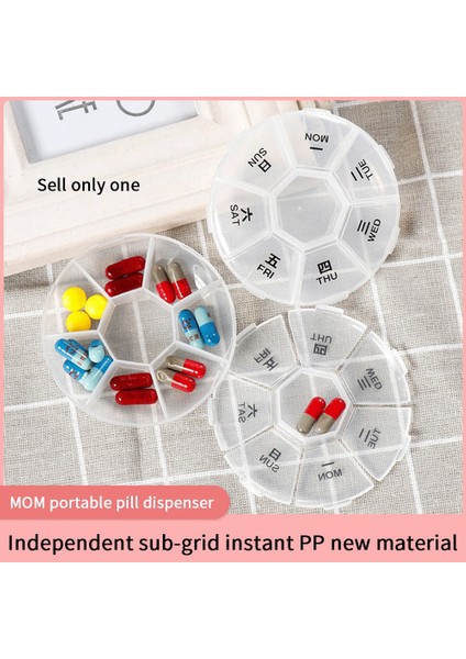 Yuvarlak Taşınabilir Hap Kutusu Tıp Planlayıcısı Küçük Kasa Haftalık Hap Saklama Kutusu 7 Taraflı Hap Hatırlatma Yuvarlak Şekilli (Yurt Dışından) fırsatları