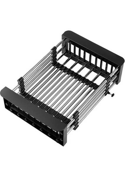 Ayarlanabilir Paslanmaz Çelik Lavabo Bulaşıklık Bulaşık Tutucu Mutfak Lavabo Depolama Rafı Bulaşık Drenaj Rafı Meyve Süzgeç-A 26 x 21,5 x 8 cm (Yurt Dışından)