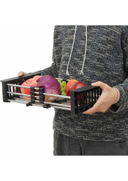 Ayarlanabilir Paslanmaz Çelik Lavabo Bulaşıklık Bulaşık Tutucu Mutfak Lavabo Depolama Rafı Bulaşık Drenaj Rafı Meyve Süzgeç-A 26 x 21,5 x 8 cm (Yurt Dışından) fiyatları