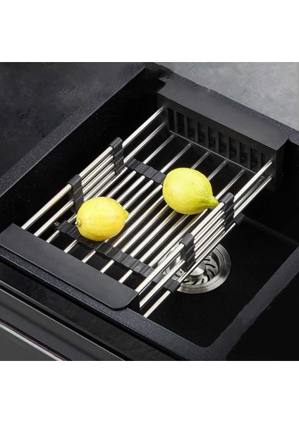 Ayarlanabilir Paslanmaz Çelik Lavabo Bulaşıklık Bulaşık Tutucu Mutfak Lavabo Depolama Rafı Bulaşık Drenaj Rafı Meyve Süzgeç-A 26 x 21,5 x 8 cm (Yurt Dışından) fırsatları