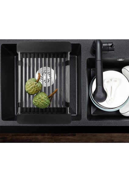 Ayarlanabilir Paslanmaz Çelik Lavabo Bulaşıklık Bulaşık Tutucu Mutfak Lavabo Depolama Rafı Bulaşık Drenaj Rafı Meyve Süzgeç-A 26 x 21,5 x 8 cm (Yurt Dışından) indirimleri