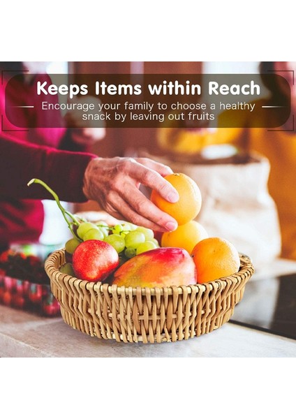 El Dokuma Sepet, Hasır Sepet, Ekmek, Meyve, Sebze Saklama Için Yemek Servis Sepeti, Hediye Sepeti 25 x 8cm (Yurt Dışından) fırsatları
