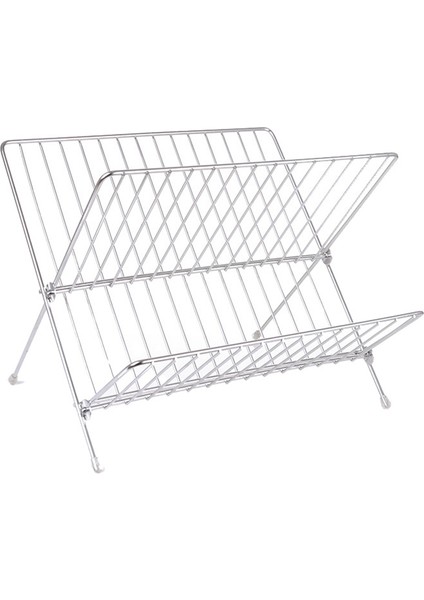 Mutfak Katlanır x Şekilli Drenaj Rafı Çift Katmanlı Ferforje Kase Rafı Kurutma Kase ve Plaka Organizatör Rafı (Yurt Dışından)