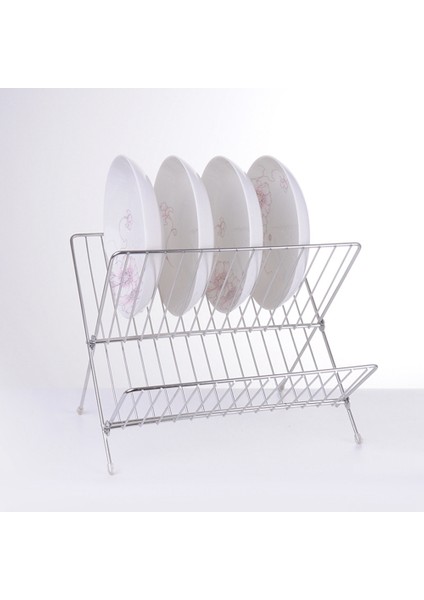 Mutfak Katlanır x Şekilli Drenaj Rafı Çift Katmanlı Ferforje Kase Rafı Kurutma Kase ve Plaka Organizatör Rafı (Yurt Dışından) indirimleri