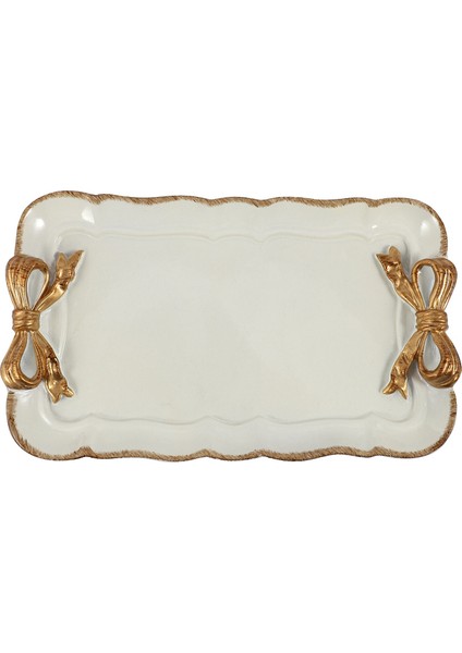 Avrupa Tarzı Yay Kek Saklama Tepsileri Makyaj Organizatör Tatlı Tabağı Kare Dekor Tepsi Mutfak Depolama Tepsileri 12X20 cm Beyaz (Yurt Dışından)