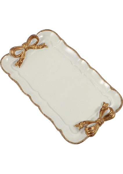 Avrupa Tarzı Yay Kek Saklama Tepsileri Makyaj Organizatör Tatlı Tabağı Kare Dekor Tepsi Mutfak Depolama Tepsileri 12X20 cm Beyaz (Yurt Dışından) fırsatları