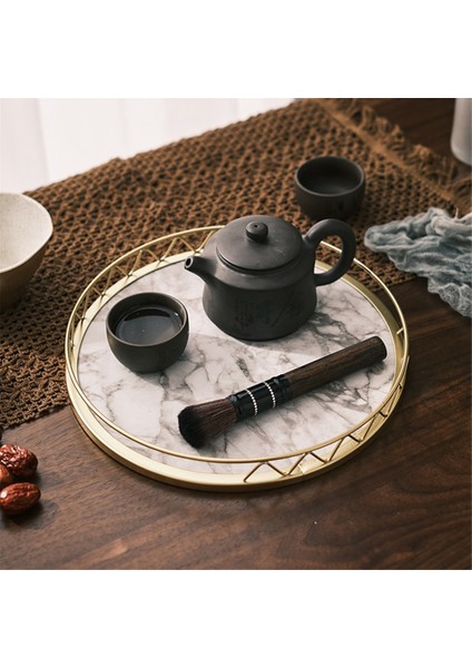 Yuvarlak Ev Basit Atıştırmalık Kurutulmuş Meyve Tabağı Küçük Kuru Çay Masası Masa Üstü Depolama Hafif Lüks Mermer Desenli Tepsi, B, S (Yurt Dışından) indirimleri