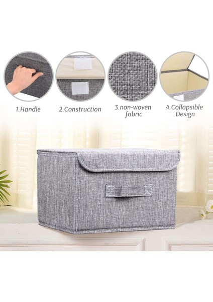 2 Paket Kapaklı Katlanabilir Saklama Kutuları, Yatak Odası Ev Ofisi Için Saplı Saklama Sepetleri Kapları Düzenleyiciler (Gri) (Yurt Dışından) fiyatları