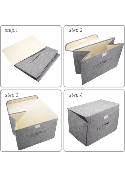 2 Paket Kapaklı Katlanabilir Saklama Kutuları, Yatak Odası Ev Ofisi Için Saplı Saklama Sepetleri Kapları Düzenleyiciler (Gri) (Yurt Dışından) fırsatları