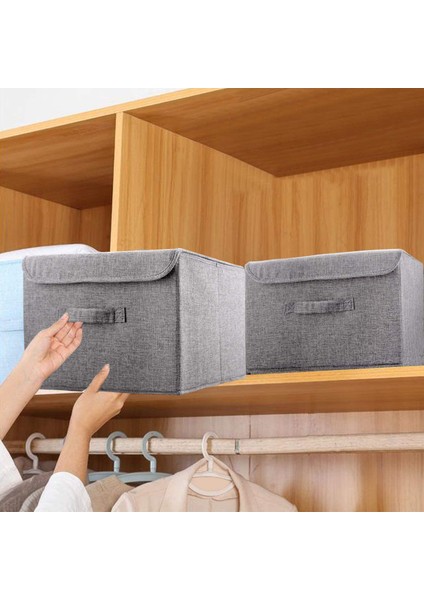 2 Paket Kapaklı Katlanabilir Saklama Kutuları, Yatak Odası Ev Ofisi Için Saplı Saklama Sepetleri Kapları Düzenleyiciler (Gri) (Yurt Dışından) indirimleri