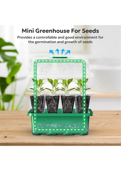 Tohum Başlatma Tepsisi, Fide Başlatma Tepsisi Bitki Başlatma Kiti Mini Sera Çimlenme Kiti Tohum Yetiştirme Için, 12 Adet (Yurt Dışından) modelleri