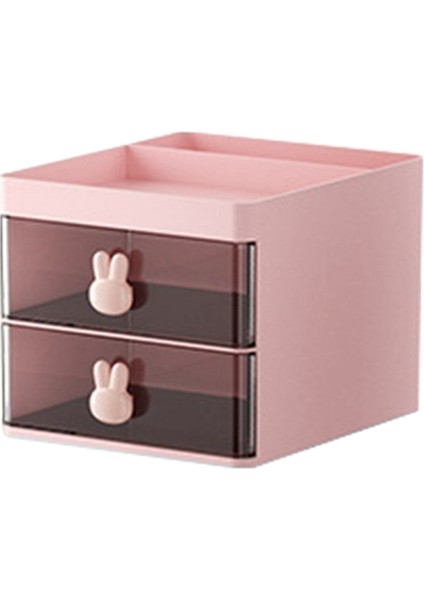 Masaüstü Saklama Kutusu Tüp Şeffaf Çekmece Tavşan Saklama Kutusu Çocuk ve Öğrenci Ofisi Masaüstü Süsleri Pembe (Yurt Dışından)