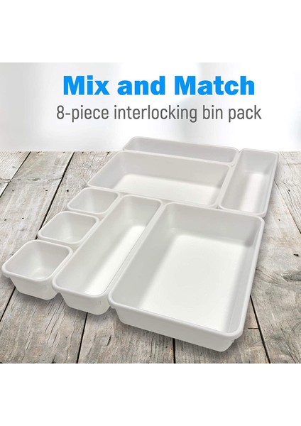 Çekmece Düzenleyici (8 Adet) - Birbirine Kilitlenen Masa Düzenleyici Tepsi Çekmece Bölücüler Özel Düzen Için Bir Araya Geçer Kaymaz (Yurt Dışından) indirimleri