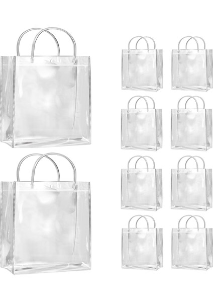 10 Adet Şeffaf Hediye Keseleri Kulplu Su Geçirmez Pvc Alışveriş Çantaları Takı Şeker Parfüm Noel Hediyesi Düğün (Yurt Dışından)