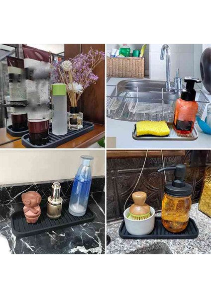 2 Adet Mutfak Silikon Lavabo Tutucu Sabunluk Tezgah Tepsisi Banyo Duş Şampuan Şişesi Depolama Tepsisi Drenaj Pedi (Yurt Dışından) fırsatları