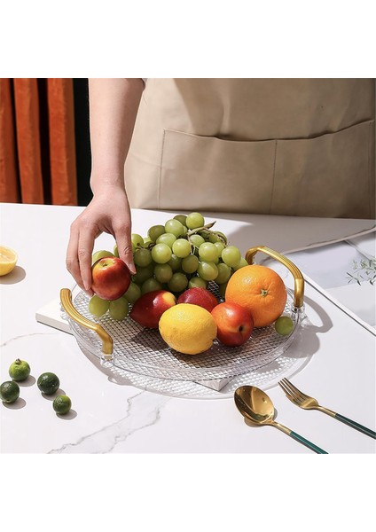 Akrilik Şeffaf Yuvarlak Servis Tepsisi Banyo Tuvalet Tepsisi Kahve Masası Ofis Için Altın Saplı Dekoratif Tepsi (Yurt Dışından) modelleri