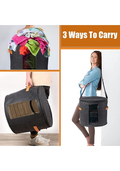 Yuvarlak Şapka Saklama Kutusu - Doldurulmuş Giysiler ve Hayvan Oyuncakları Için Kapaklı Katlanabilir Şapka Kutusu, Taşıma Organizatör Kutusu Koyu Gri (Yurt Dışından) fiyatları