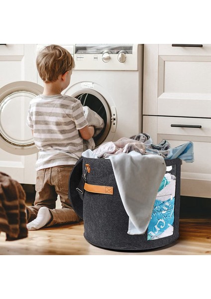 Yuvarlak Şapka Saklama Kutusu - Doldurulmuş Giysiler ve Hayvan Oyuncakları Için Kapaklı Katlanabilir Şapka Kutusu, Taşıma Organizatör Kutusu Koyu Gri (Yurt Dışından) modelleri