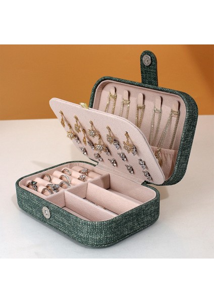 Çok Katmanlı Kapaklı Taşınabilir Takı Mücevher Kutusu Küpe Yüzük Kolye Mücevher Kutusu Hediye Kutusu Saklama Kutusu (Haki) (Yurt Dışından) modelleri